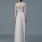 A-Line/Princess Scoop 3/4 Sleeves Chiffon Ruffles Floor-Length Mother of the Bride Dresses DEP0007068