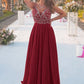 A-Line/Princess Chiffon Beading Spaghetti Straps Sleeveless Floor-Length Dresses DEP0004836