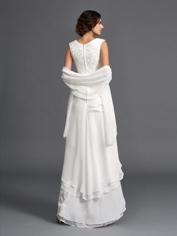 A-Line/Princess Scoop Lace Sleeveless Long Chiffon Mother of the Bride Dresses DEP0007083