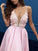 A-Line/Princess V-neck Applique Satin Sleeveless Floor-Length Dresses DEP0004186