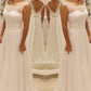 A-Line/Princess Chiffon Bowknot Lace Scoop Sleeveless Sweep/Brush Train Wedding Dresses DEP0006649