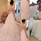 Ball Gown V-neck Long Sleeves Lace Court Train Tulle Wedding Dresses DEP0006095