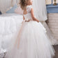 Ball Gown Jewel Sleeveless Crystal Floor-Length Tulle Flower Girl Dresses DEP0007617