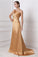 A-Line/Princess One-Shoulder Sleeveless Long Beading Elastic Woven Satin Dresses DEP0004160