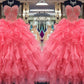 Ball Gown Sweetheart Sleeveless Floor-Length Beading Organza Dresses DEP0001792