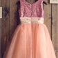A-line/Princess Scoop Sleeveless Sequin Long Tulle Dresses DEP0007752