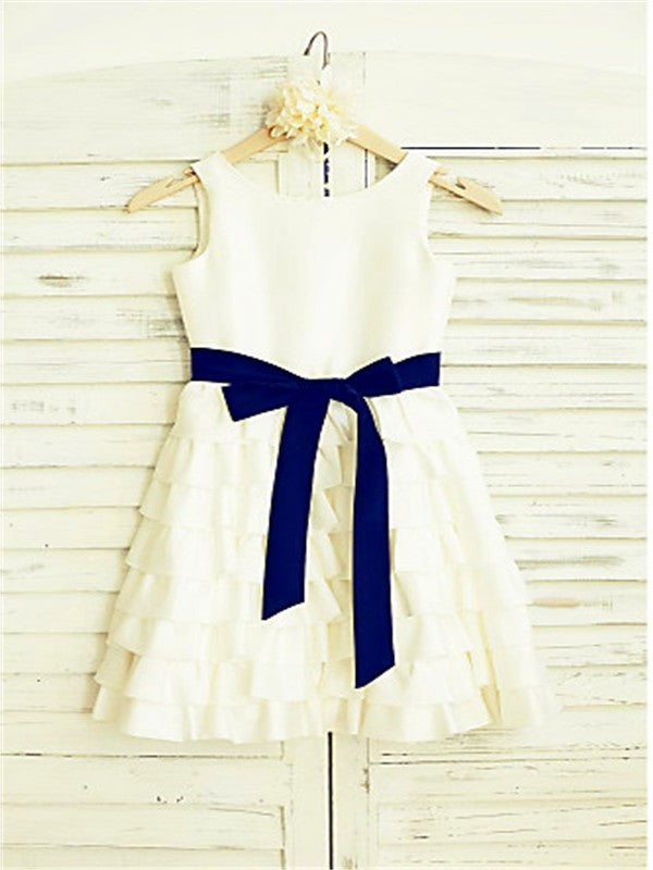 A-line/Princess Straps Sleeveless Layers Tea-Length Chiffon Flower Girl Dresses DEP0007887