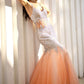 Trumpet/Mermaid V-neck Sleeveless Tulle Floor-Length Sequin Dresses DEP0001956