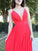 A-Line/Princess Chiffon Spaghetti Straps Ruffles Sleeveless Floor-Length Dresses DEP0001590