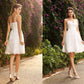 A-Line/Princess Spaghetti Straps Applique Sleeveless Short Lace Wedding Dresses DEP0006248