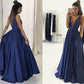 A-Line/Princess V-neck Sleeveless Floor-Length Taffeta Dresses DEP0001864