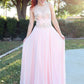 A-Line/Princess Chiffon Crystal Scoop Sleeveless Floor-Length Dresses DEP0004594