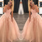 Ball Gown Sleeveless Sweetheart Floor-Length Applique Tulle Dresses DEP0001744