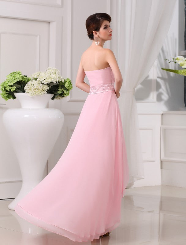 A-Line/Princess Beading Sweetheart Sleeveless High Low Chiffon Dresses DEP0004255