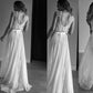 A-Line/Princess Sleeveless Scoop Tulle Beading Sweep/Brush Train Wedding Dresses DEP0006767
