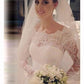 Trumpet/Mermaid Scoop Long Sleeves Lace Court Train Tulle Wedding Dresses DEP0006182
