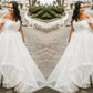 A-Line/Princess Ruffles Sweep/Brush Train Organza Sleeveless Off-the-Shoulder Plus Size Wedding Dresses DEP0006167