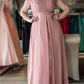 A-Line/Princess Scoop Short Sleeves Lace Floor-Length Chiffon Plus Size Dresses DEP0003589