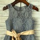 A-line/Princess Scoop Sleeveless Sash/Ribbon/Belt Tea-Length Lace Flower Girl Dresses DEP0007716
