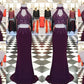 Sheath/Column Halter Applique Floor-Length Sleeveless Spandex Two Piece Dresses DEP0001951