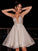 A-Line/Princess Sleeveless V-neck Tulle Beading Short/Mini Homecoming Dresses DEP0004065