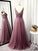 A-Line/Princess Sleeveless Tulle Floor-Length Applique V-neck Dresses DEP0004565