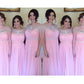 A-Line/Princess Scoop Sleeveless Floor-Length Beading Chiffon Bridesmaid Dresses DEP0005424