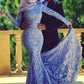 Trumpet/Mermaid Long Sleeves Scoop Sweep/Brush Train Ruffles Lace Muslim Dresses DEP0002427