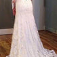 Trumpet/Mermaid Long Sleeves V-neck Sweep/Brush Train Applique Lace Wedding Dresses DEP0006226