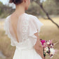 A-Line/Princess Chiffon V-neck Ruched Short Sleeves Floor-Length Wedding Dresses DEP0006035