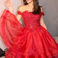 Ball Gown Off-the-Shoulder Cut Short With Applique Organza Homecoming Dresses DEP0004111