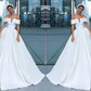 Ball Gown Satin Ruffles Off-the-Shoulder Sleeveless Court Train Wedding Dresses DEP0006990