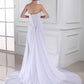 Sheath/Column Hand-made Flower Sweetheart Sleeveless Chiffon Long Wedding Dresses DEP0006708
