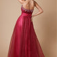 A-Line/Princess Sweetheart Sleeveless Long Organza Dresses DEP0004376