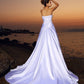 Ball Gown Strapless Beading Sleeveless Long Satin Beach Wedding Dresses DEP0006392
