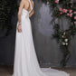 Sheath/Column Halter Sleeveless Hand-Made Flower Pleats Long Chiffon Wedding Dresses DEP0006972