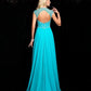 A-Line/Princess Jewel Lace Short Sleeves Long Chiffon Dresses DEP0003888