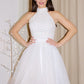 A-Line/Princess Sleeveless Halter Beading Tulle Short/Mini Homecoming Dresses DEP0004170