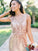 A-Line/Princess Sequins V-neck Floor-Length Ruffles Sleeveless Bridesmaid Dresses DEP0005416