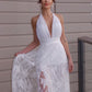A-Line/Princess Lace Ruched Halter Sleeveless Floor-Length Wedding Dresses DEP0006073