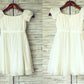 A-line/Princess Square Short Sleeves Ruched Tea-Length Chiffon Flower Girl Dresses DEP0007675