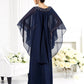 A-Line/Princess Scoop 3/4 Sleeves Long Chiffon Mother of the Bride Dresses DEP0007081