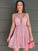 A-Line/Princess Ruched V-neck Sleeveless Short/Mini Homecoming Dresses DEP0004460