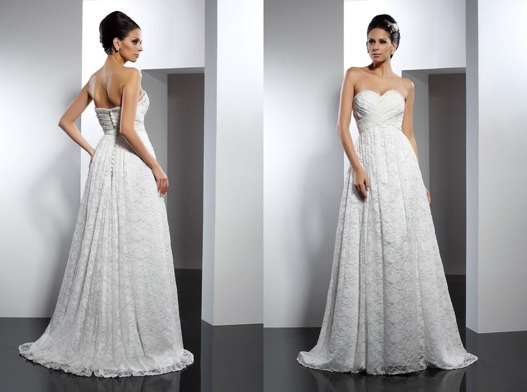 A-Line/Princess Sweetheart Sleeveless Long Satin Wedding Dresses DEP0006586