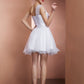 A-Line/Princess One-Shoulder Sleeveless Beading Short Net Homecoming Dresses DEP0008789