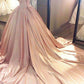 Ball Gown Sleeveless Sweetheart Court Train Lace Satin Dresses DEP0001701