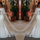 Trumpet/Mermaid Off-the-Shoulder Long Sleeves Lace Sweep/Brush Train Tulle Wedding Dresses DEP0005930