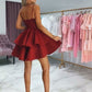 A-Line/Princess Satin Ruffles Spaghetti Straps Sleeveless Short/Mini Homecoming Dresses DEP0008377
