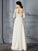 A-Line/Princess Scoop 1/2 Sleeves Floor-Length Chiffon Wedding Dresses DEP0006552