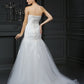 Sheath/Column Strapless Lace Sleeveless Long Satin Wedding Dresses DEP0006827
